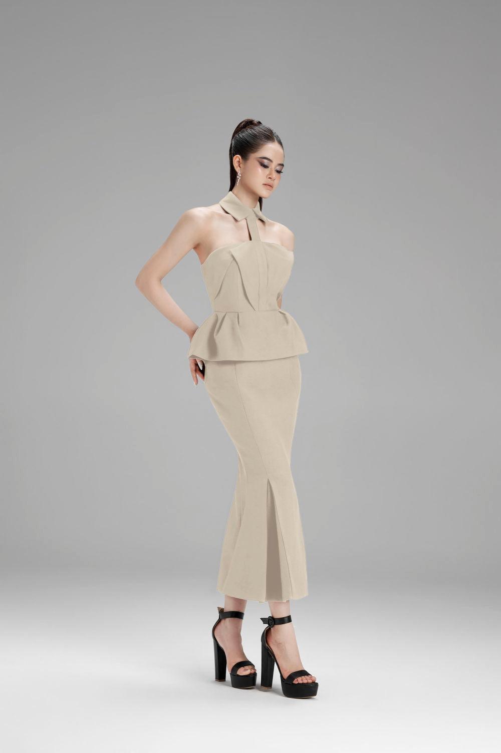 Ivy Fit and Flare Halter Neck Polycotton Top - MEAN BLVD