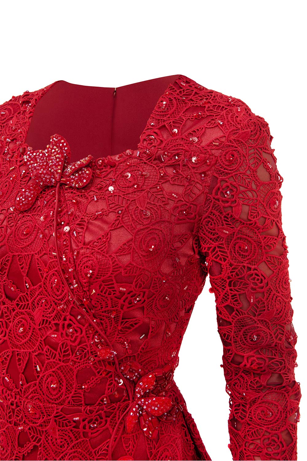 Starlit A-line Square Neck Lace Midi Dress