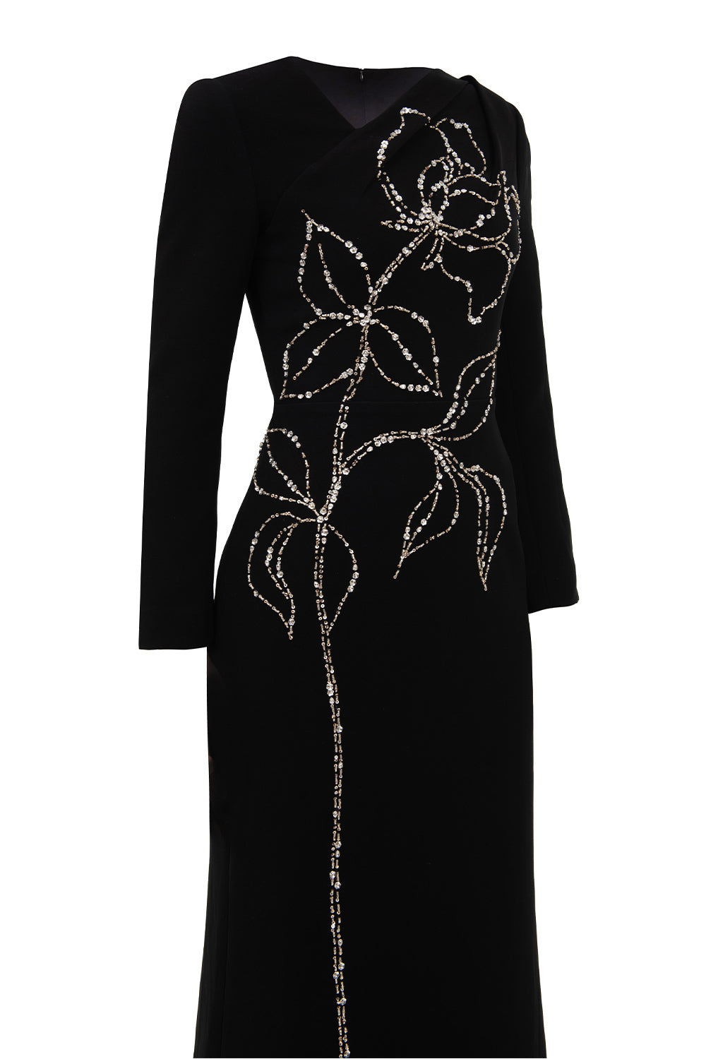 Celeste Trumpet Diagonal Neck Velvet Ankle Length Dress