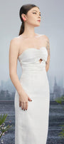 Iwona Sheath Semi-Heart Neck Silk Polyester Midi Dress - MEAN BLVD