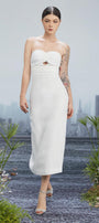 Iwona Sheath Semi-Heart Neck Silk Polyester Midi Dress - MEAN BLVD