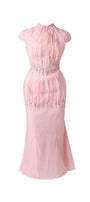 Jabari Trumpet High Neck Organza Midi Dress - MEAN BLVD