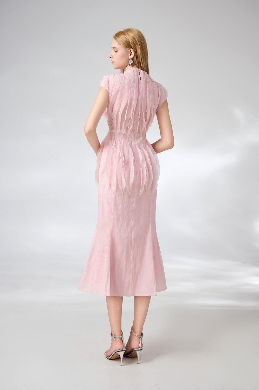 Jabari Trumpet High Neck Organza Midi Dress - MEAN BLVD