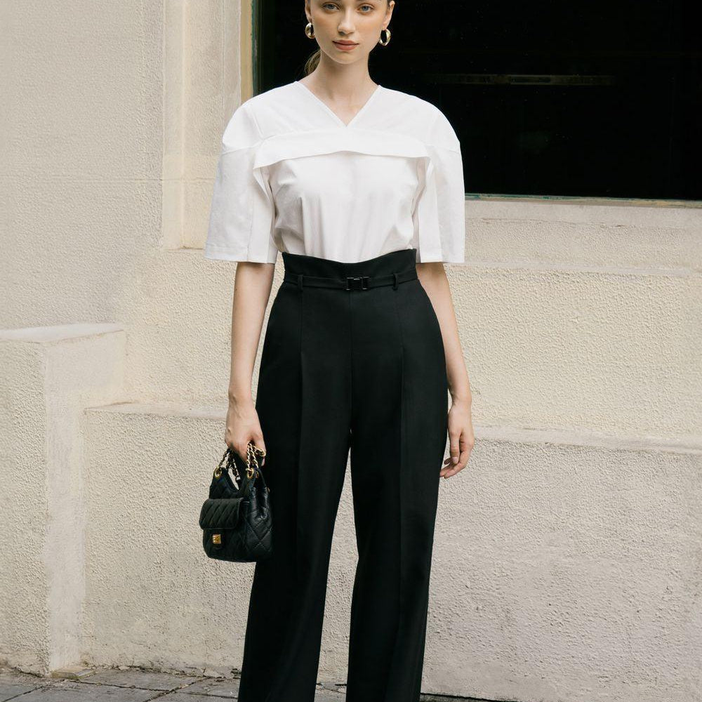 Jacqueline Straight Wide Leg Wool Floor Length Pants - MEAN BLVD