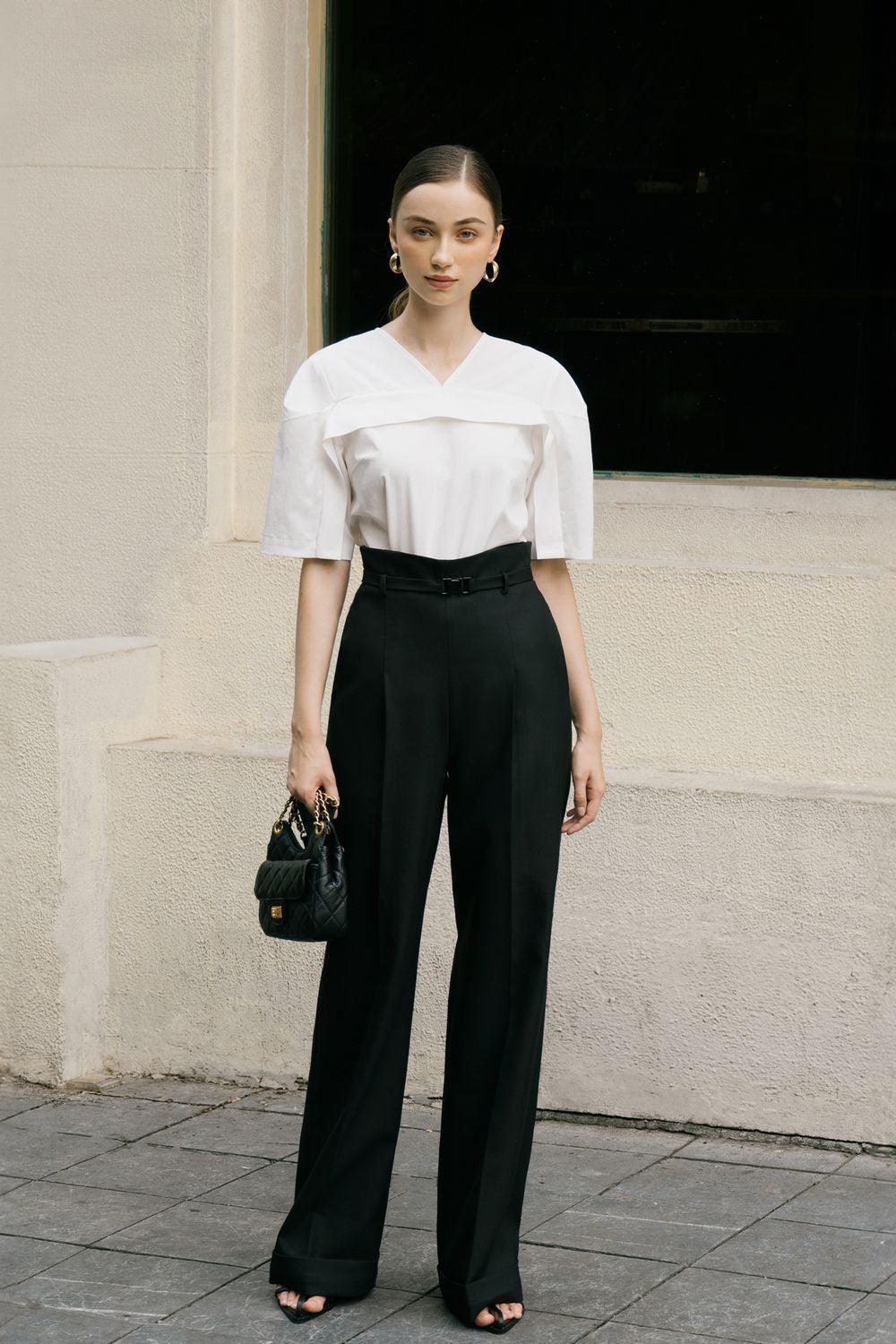 Jacqueline Straight Wide Leg Wool Floor Length Pants - MEAN BLVD