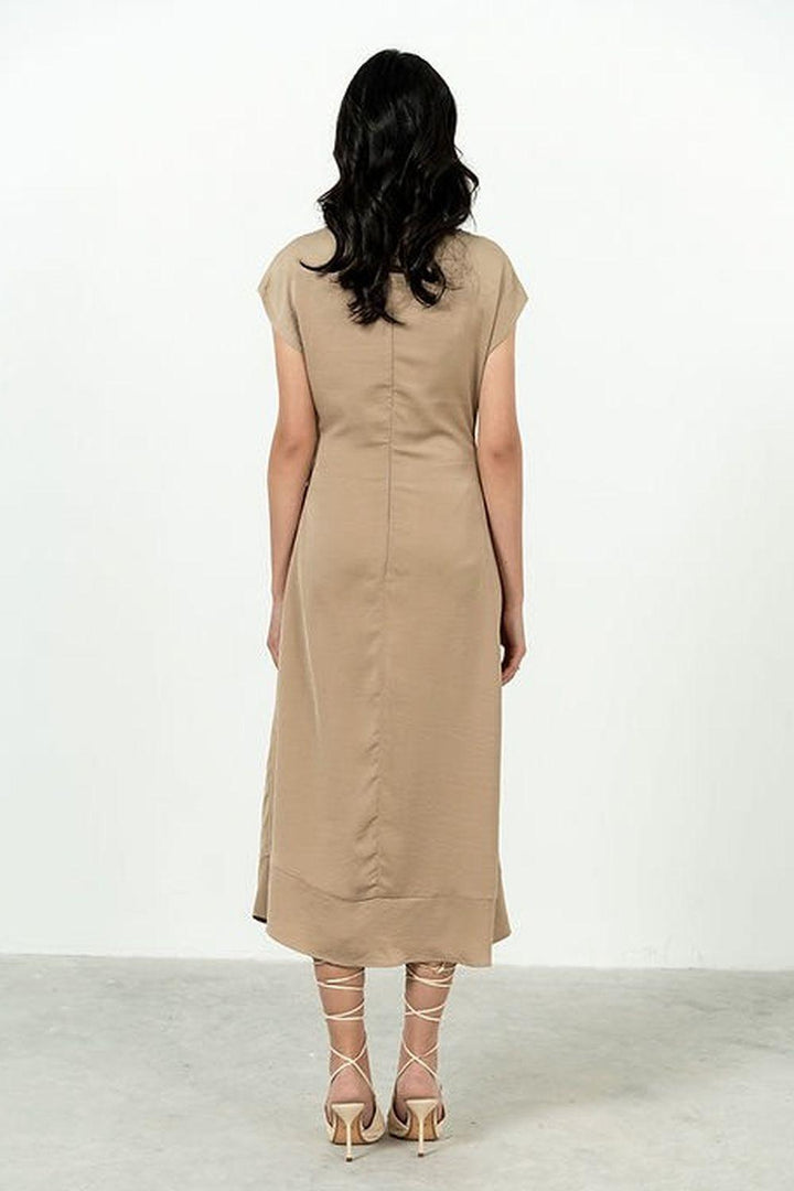 Jade Asymmetric Cap Sleeved Silk Midi Dress - MEAN BLVD