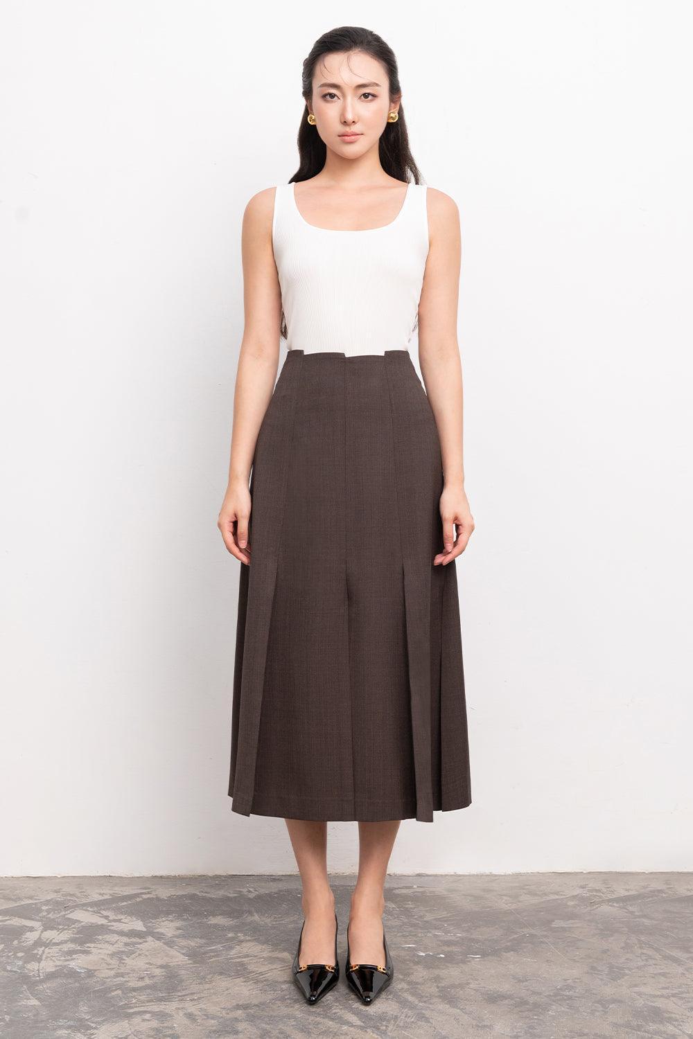 Jael A-line High Waist Linen Midi Skirt - MEAN BLVD