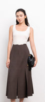 Jael A-line High Waist Linen Midi Skirt - MEAN BLVD