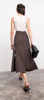 Jael A-line High Waist Linen Midi Skirt - MEAN BLVD