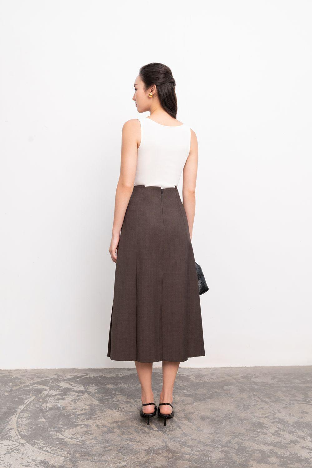 Jael A-line High Waist Linen Midi Skirt - MEAN BLVD