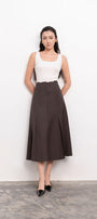 Jael A-line High Waist Linen Midi Skirt - MEAN BLVD