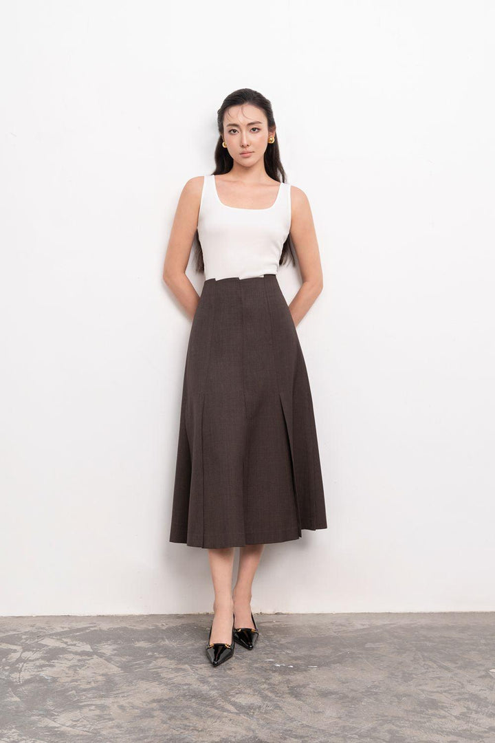 Jael A-line High Waist Linen Midi Skirt - MEAN BLVD