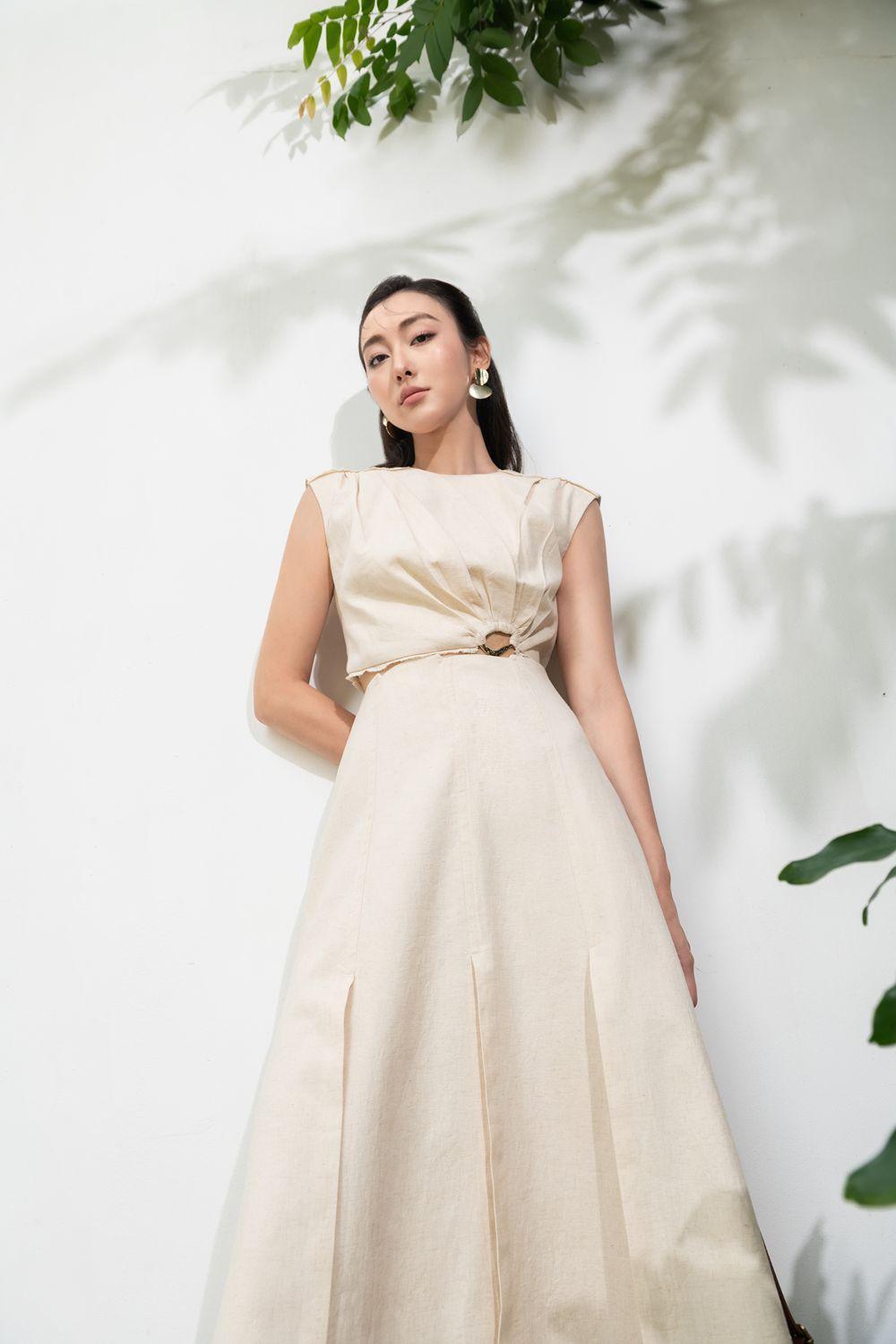 Jael A-line High Waist Linen Midi Skirt - MEAN BLVD