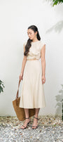 Jael A-line High Waist Linen Midi Skirt - MEAN BLVD