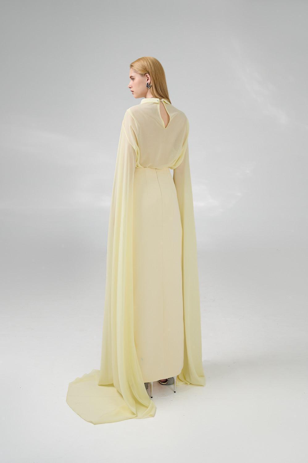 Jaliyah Sheath Hanging Sleeved Chiffon Floor Length Set - MEAN BLVD