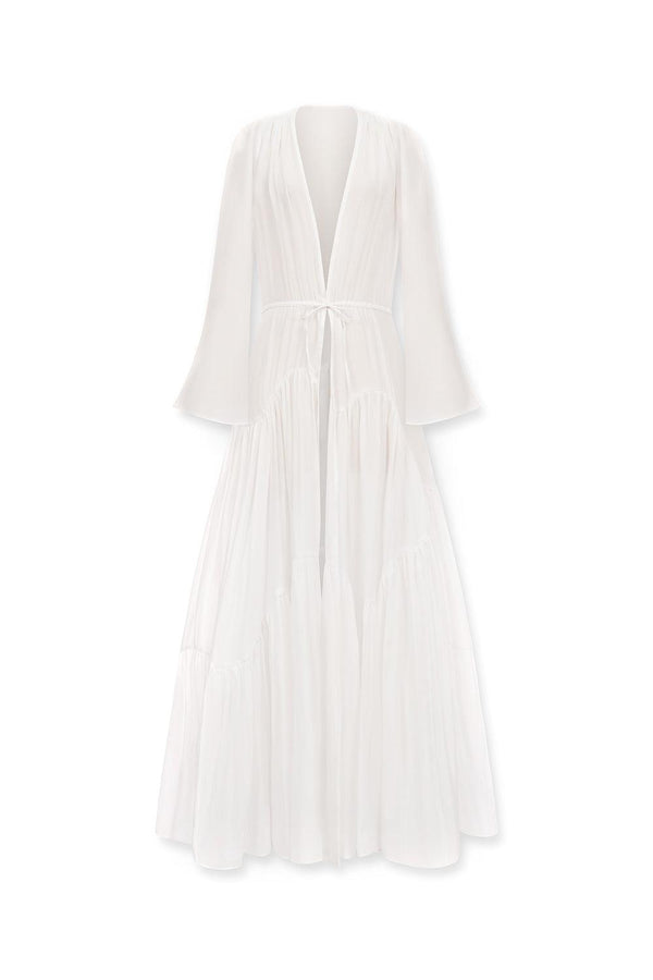 Jamie Tiered V-Neck Silk Chiffon Floor Length Robe - MEAN BLVD