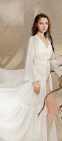 Jamie Tiered V-Neck Silk Chiffon Floor Length Robe - MEAN BLVD