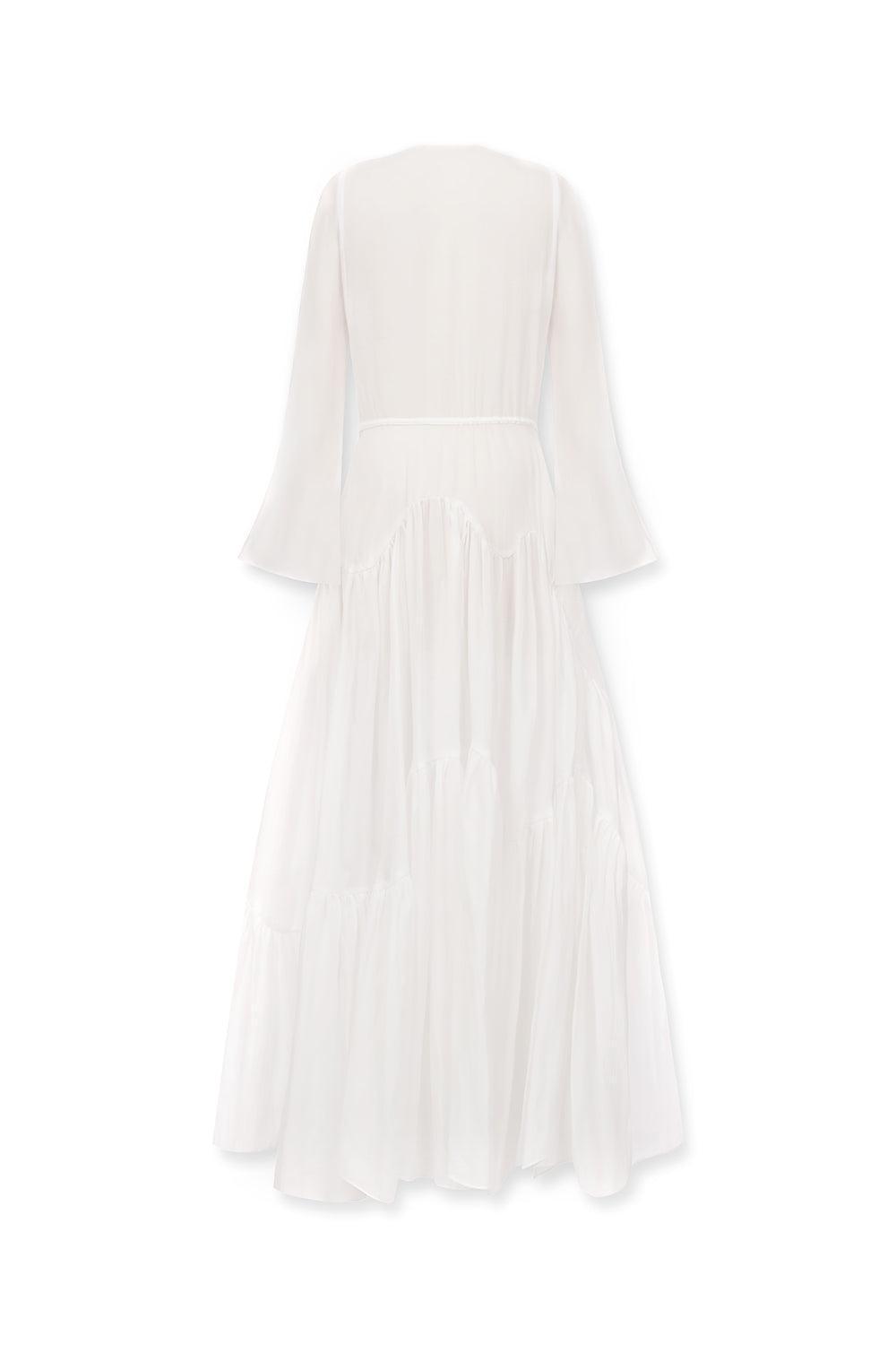 Jamie Tiered V-Neck Silk Chiffon Floor Length Robe - MEAN BLVD