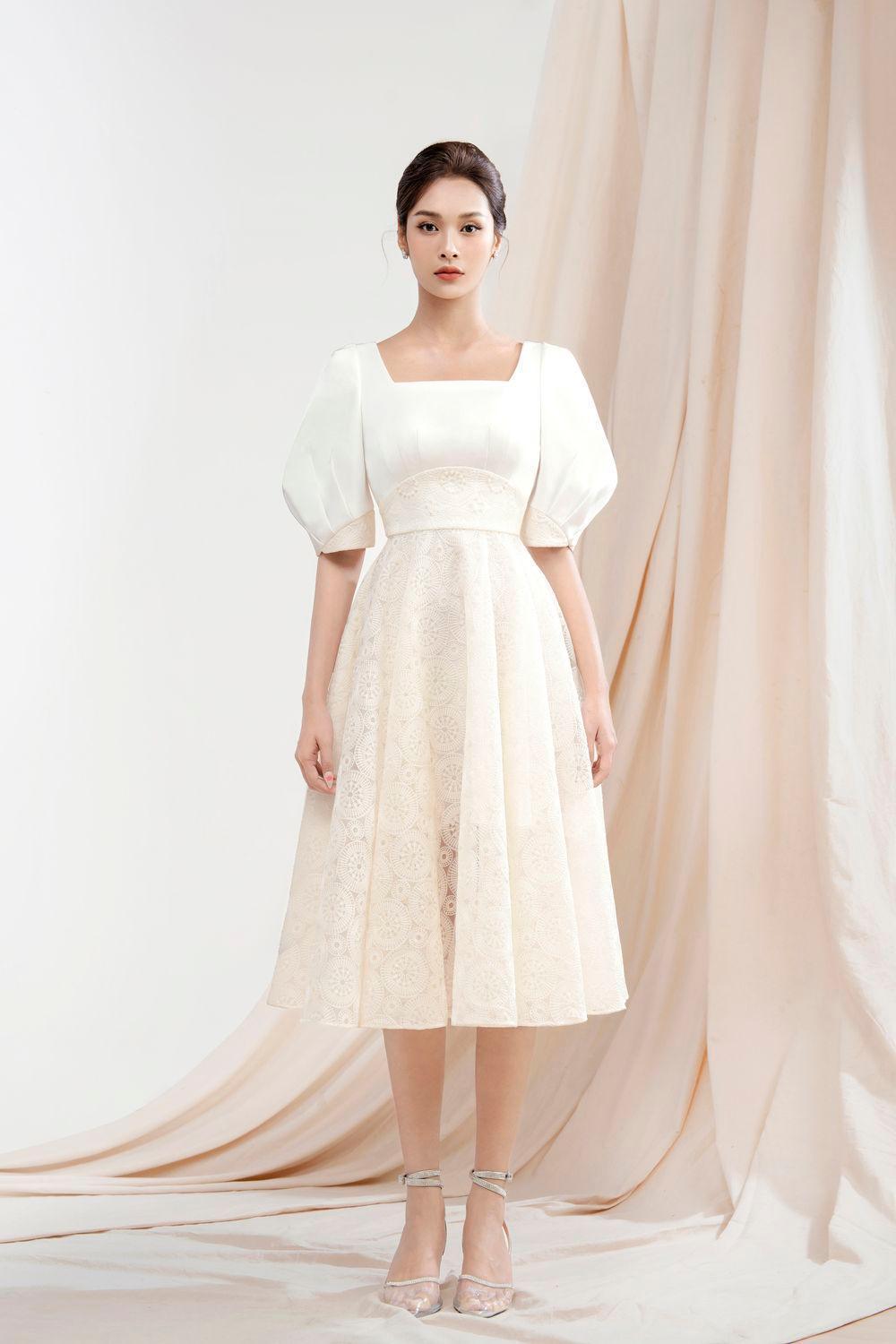 Jane A-line Square Neck Silk Lace Midi Dress - MEAN BLVD