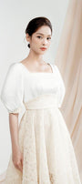 Jane A-line Square Neck Silk Lace Midi Dress - MEAN BLVD