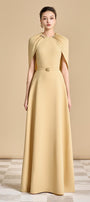 Jasmine A-line Cape Sleeved Polyester Floor Length Dress - MEAN BLVD