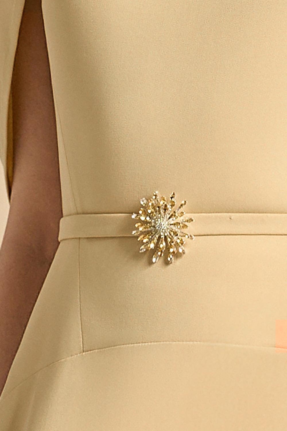 Jasmine A-line Cape Sleeved Polyester Floor Length Dress - MEAN BLVD