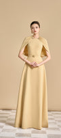 Jasmine A-line Cape Sleeved Polyester Floor Length Dress - MEAN BLVD