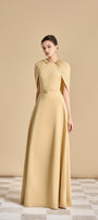 Jasmine A-line Cape Sleeved Polyester Floor Length Dress - MEAN BLVD