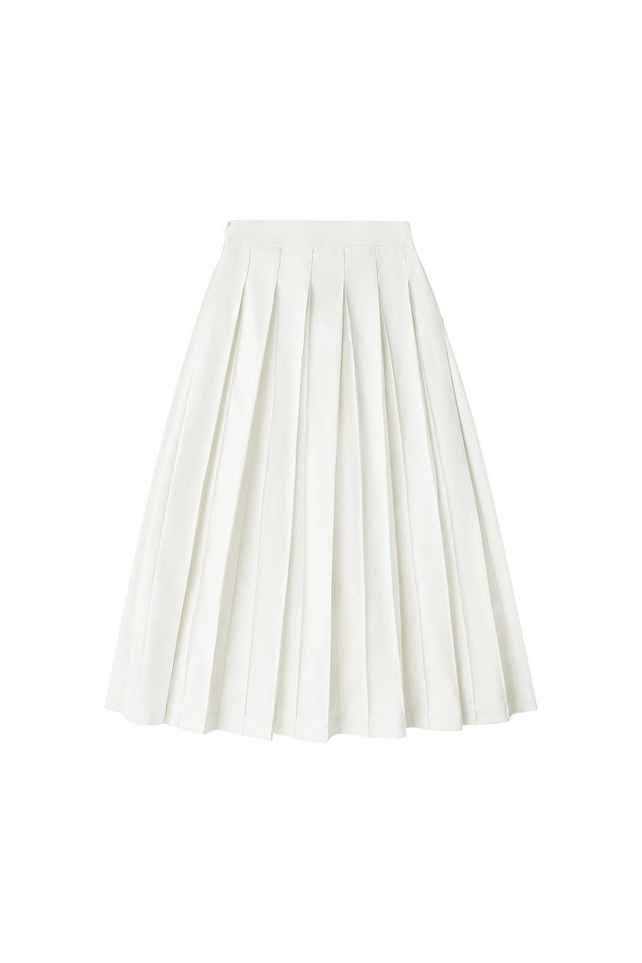 Jasmine Pleated High Waist Poly Wool Midi Skirt - MEAN BLVD