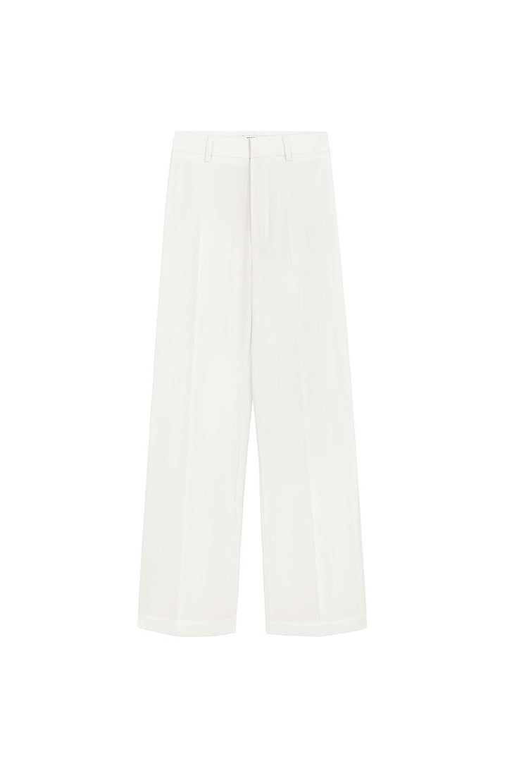 Jasmine Straight Ribbed Poly Wool Floor Length Pants - MEAN BLVD