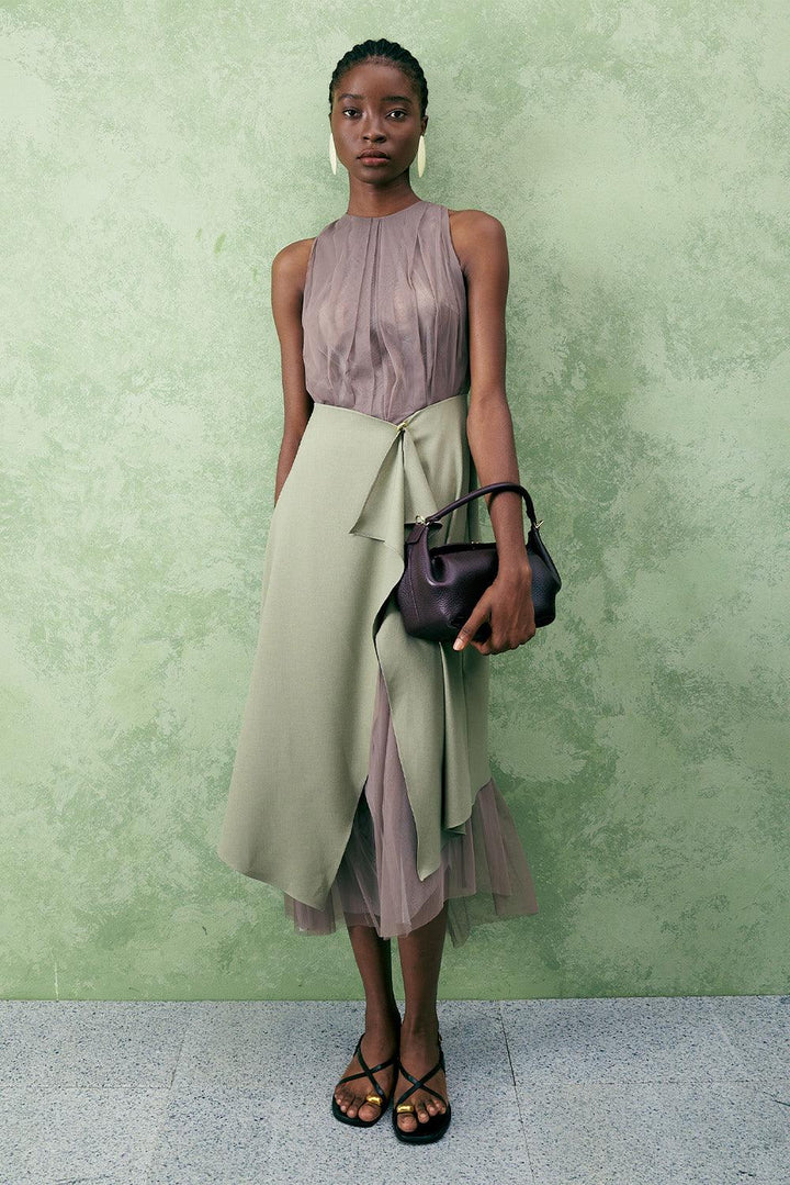 Jasmine Wrap Sleeveless Tulle Midi Dress - MEAN BLVD