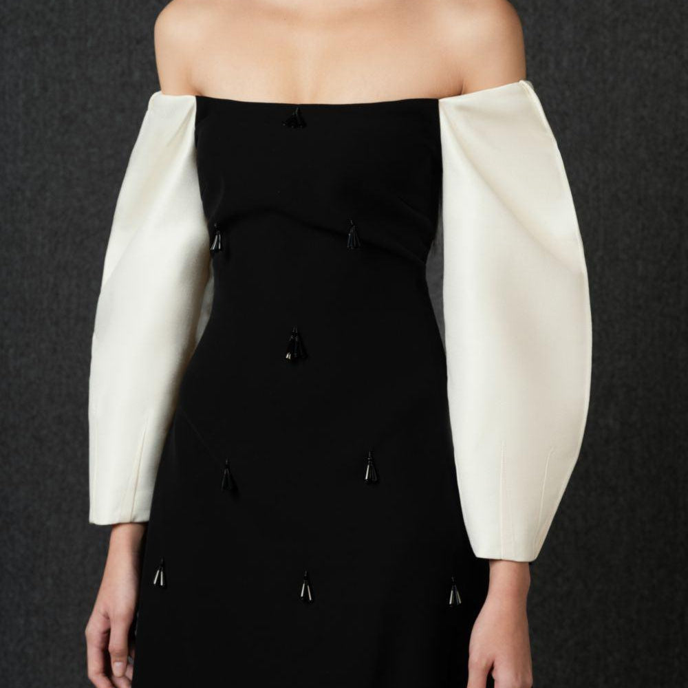 Jasper A-line Puffy Sleeved Polycotton Midi Dress - MEAN BLVD