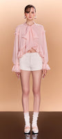 Jayla Asymmetric Tie Neck Chiffon Top - MEAN BLVD