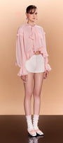 Jayla Asymmetric Tie Neck Chiffon Top - MEAN BLVD