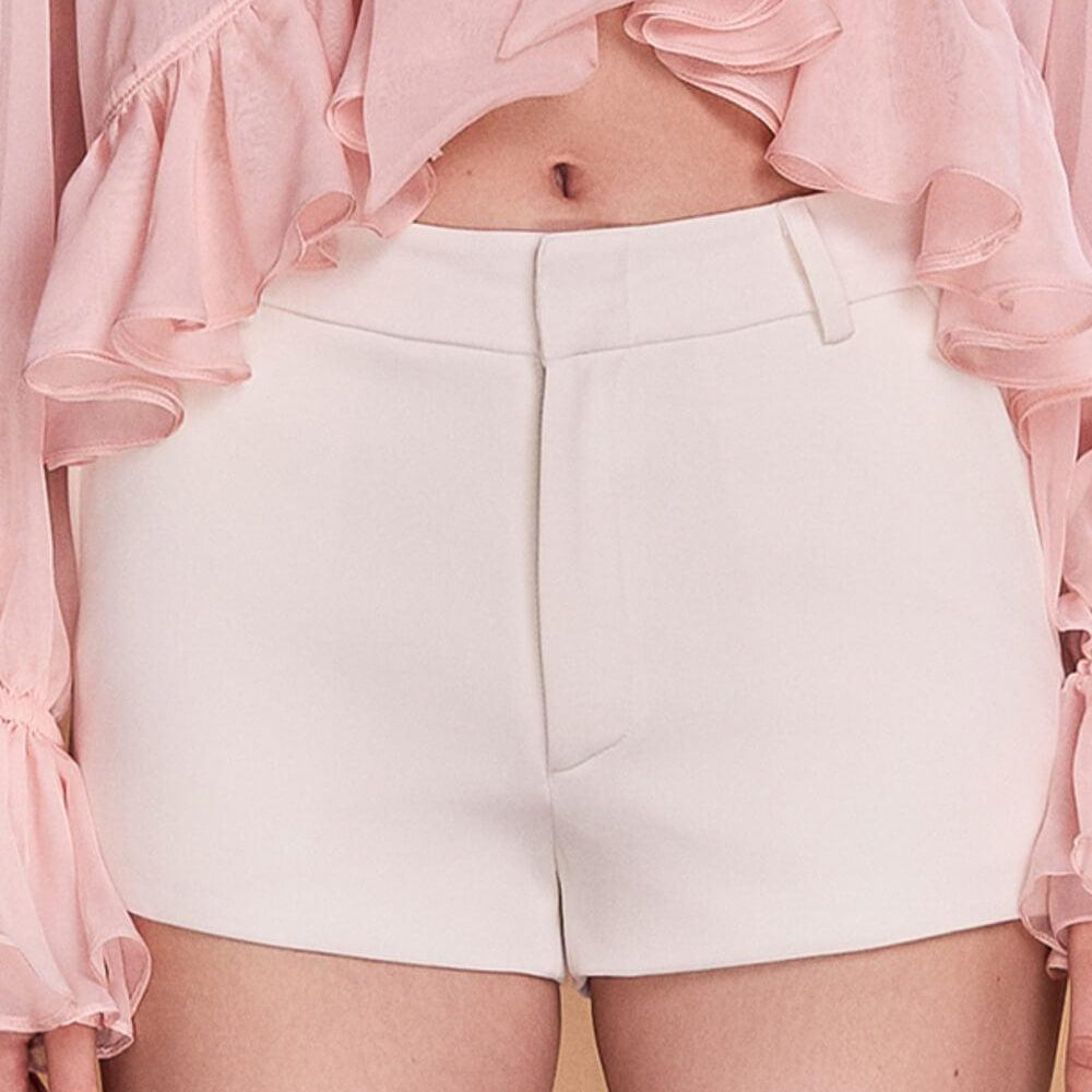 Jayla Straight Front Zipper Crepe Mini Shorts - MEAN BLVD