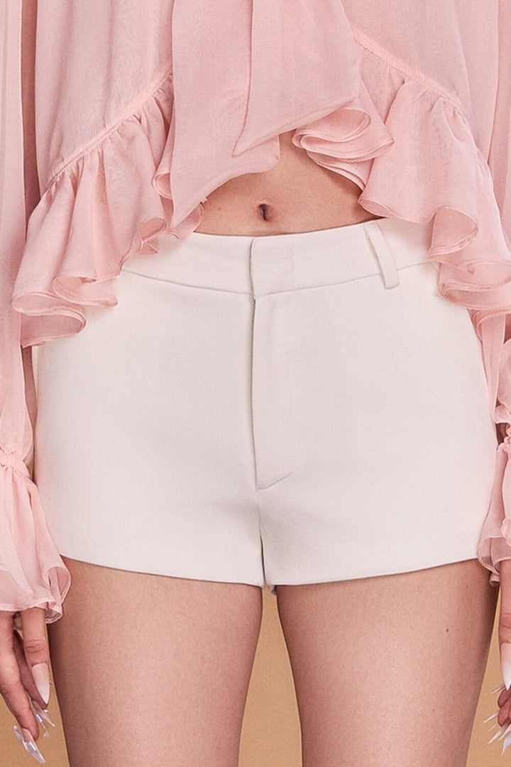 Jayla Straight Front Zipper Crepe Mini Shorts - MEAN BLVD