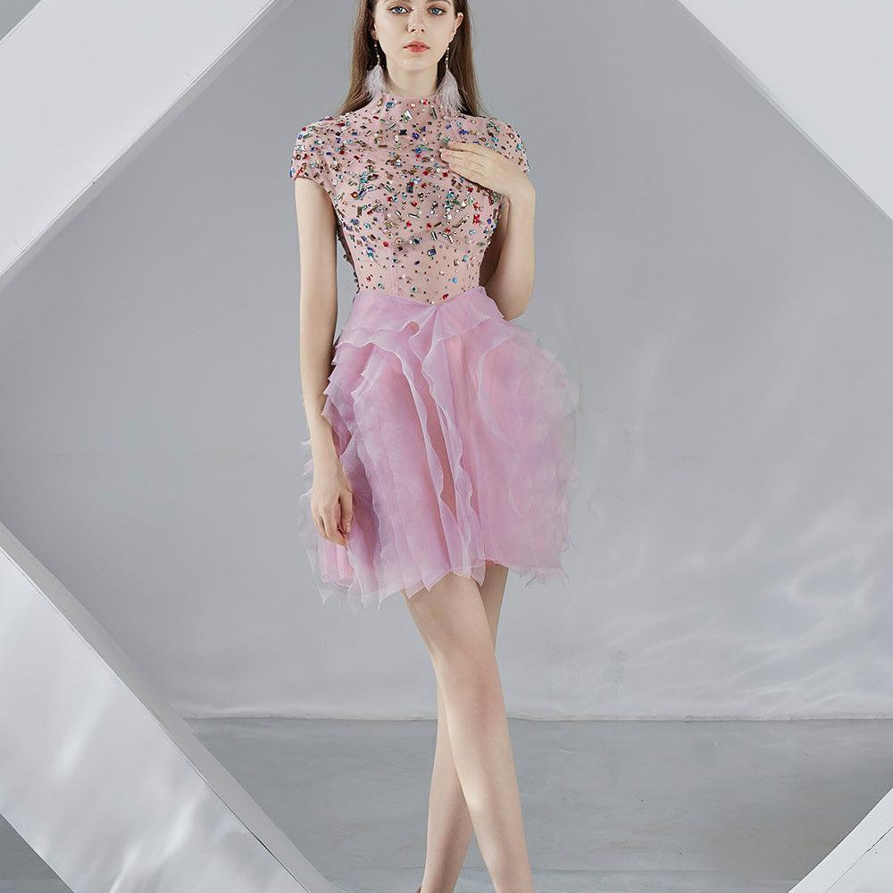 Jazmin Puffy Short Sleeved Organza Mini Dress - MEAN BLVD