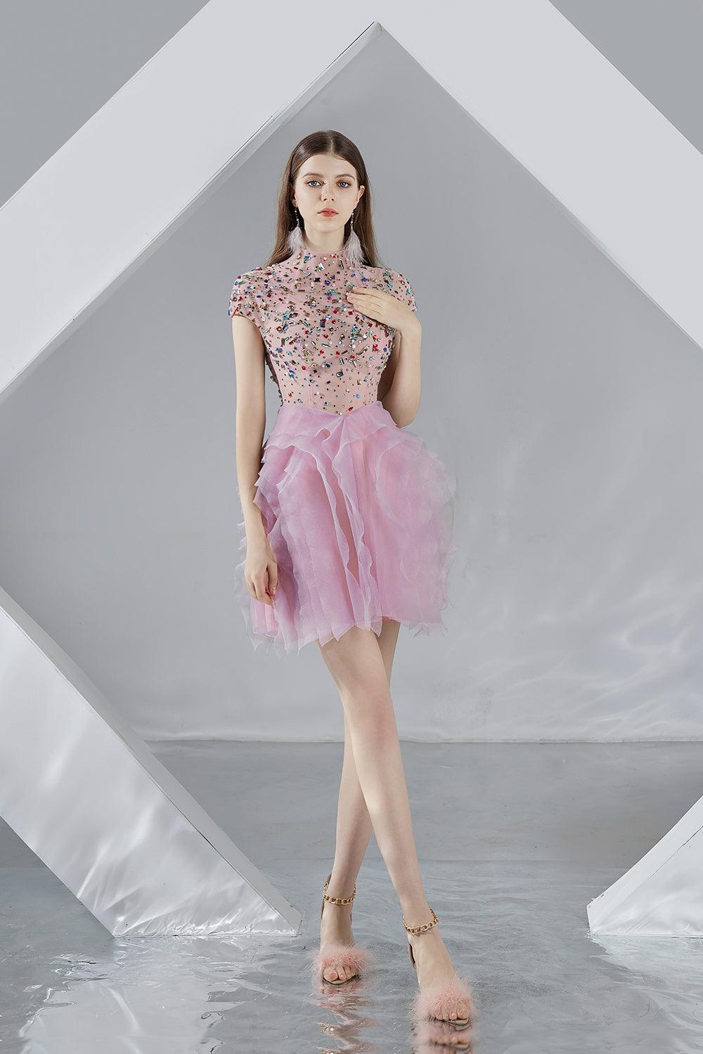 Jazmin Puffy Short Sleeved Organza Mini Dress - MEAN BLVD