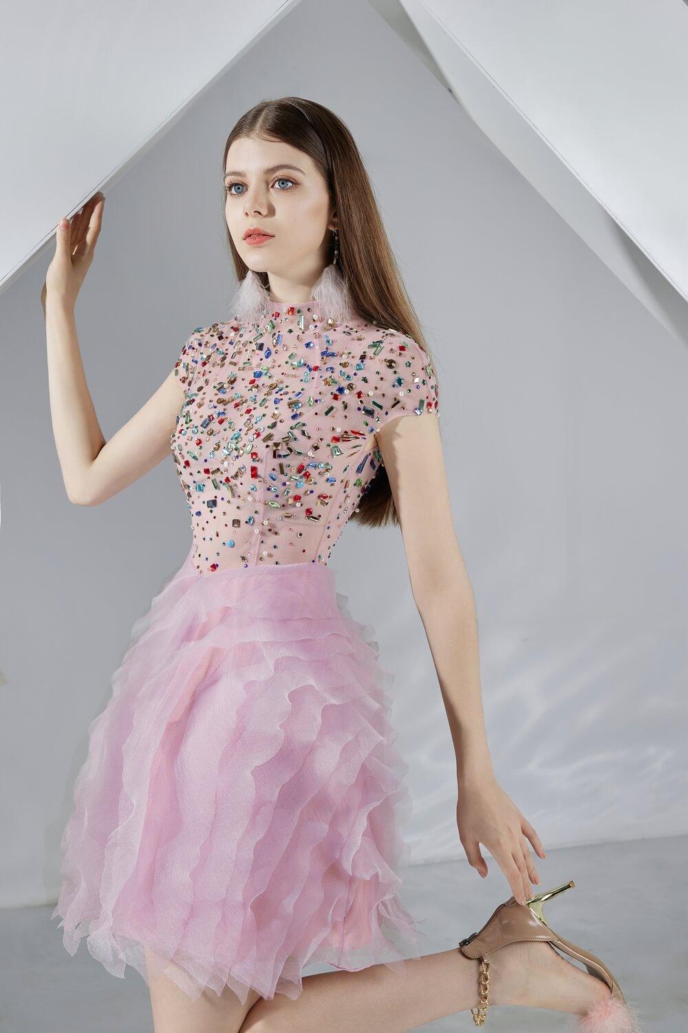 Jazmin Puffy Short Sleeved Organza Mini Dress - MEAN BLVD