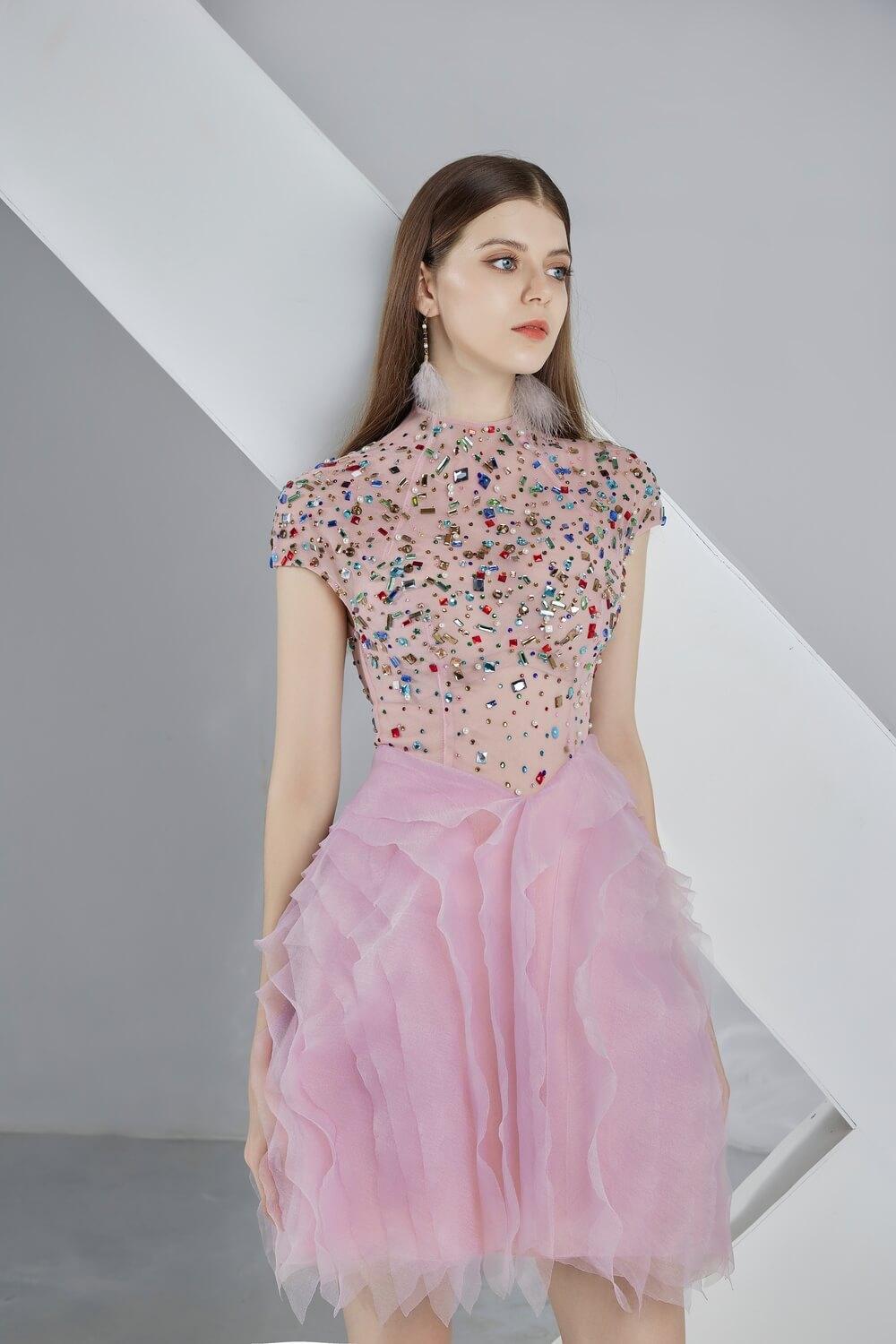 Jazmin Puffy Short Sleeved Organza Mini Dress - MEAN BLVD