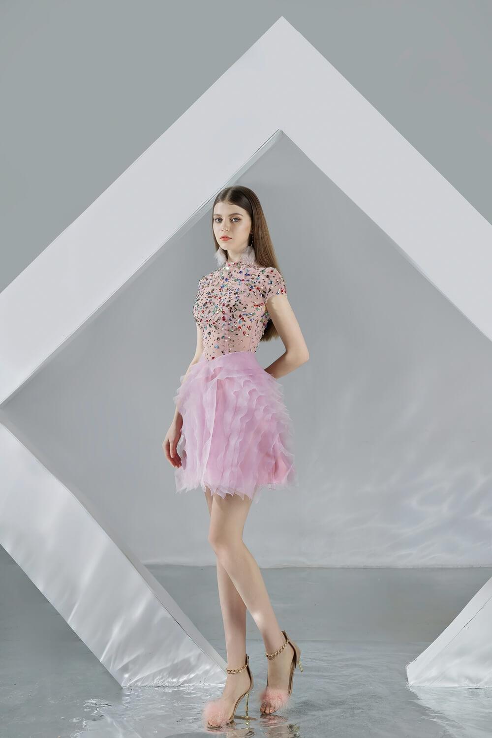 Jazmin Puffy Short Sleeved Organza Mini Dress - MEAN BLVD