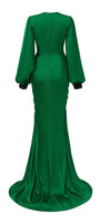 Jazmine Gathered Bouffant Sleeved Silk Lace Extra Long Length Dress - MEAN BLVD