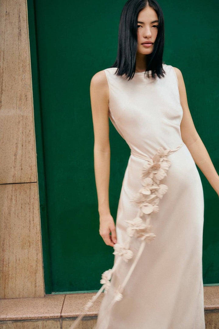 Jena Sheath Sleeveless Silk Floor Length Dress - MEAN BLVD