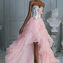 Jenifer Rose Asymmetric Sweetheart Neck Organza Voile High-low Dress - MEAN BLVD