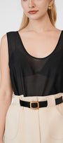 Jenna Straight Scoop Neck Organza Top - MEAN BLVD