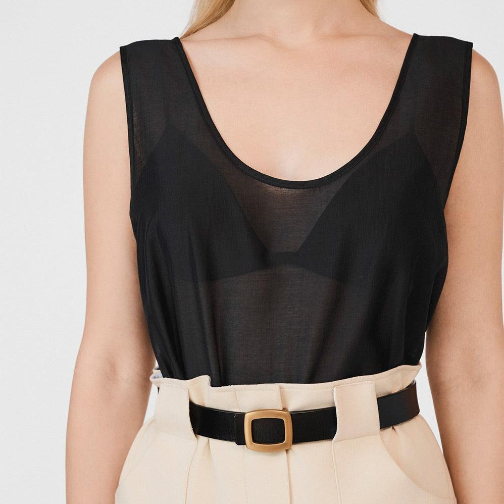 Jenna Straight Scoop Neck Organza Top - MEAN BLVD