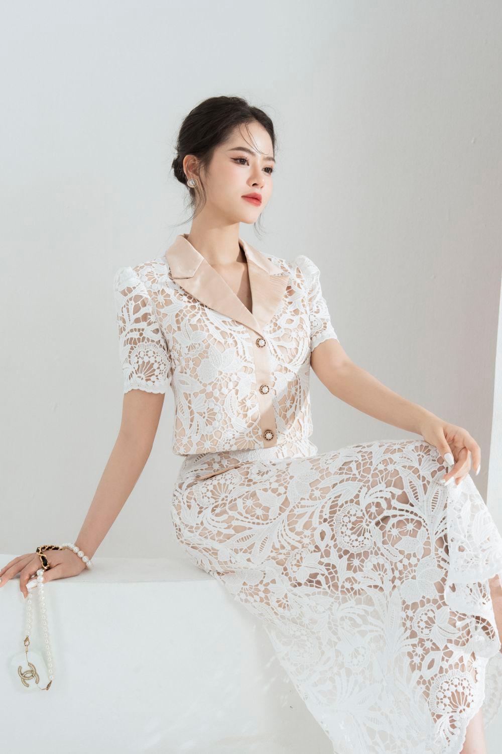 Jenny A-line Flap Pocket Lace Midi Skirt - MEAN BLVD