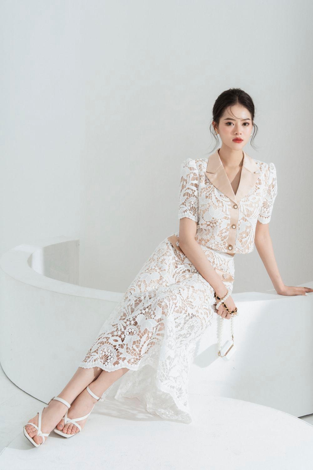 Jenny A-line Flap Pocket Lace Midi Skirt - MEAN BLVD