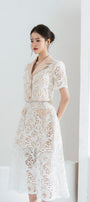 Jenny A-line Flap Pocket Lace Midi Skirt - MEAN BLVD