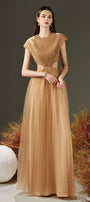 Jensen Pleated Cut-Out Organza Maxi Dress - MEAN BLVD